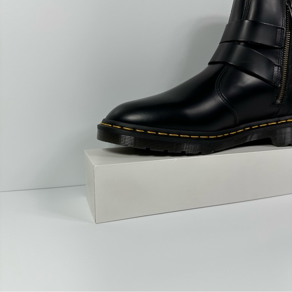 DOC JAIMES LEATHER HARNESS STRAPS CHELSEA BOOTS INNER ANKLE ZIP POLISHED SMOOTH - Picture 6 of 10